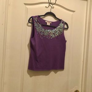 Como brand sleeveless knit sweater sequins accent front